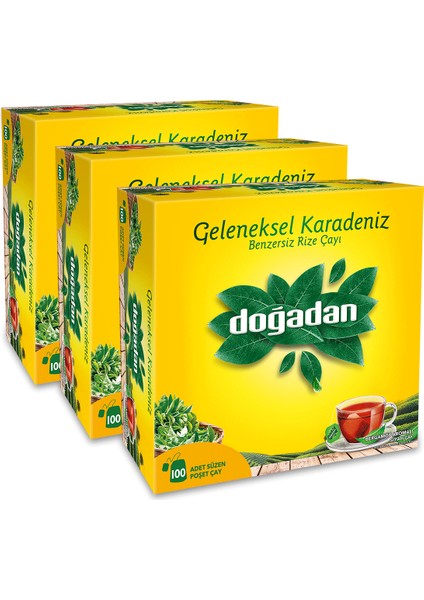 Geleneksel Karadeniz Bergamot Aromalı 100'Lük Bardak Poşet Çay 3'Lü Set