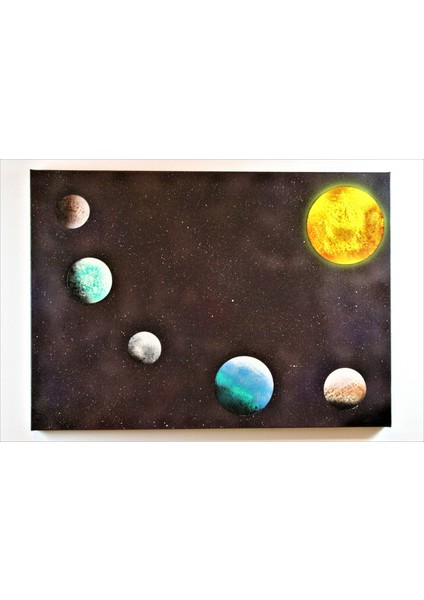 Akrilik Boya Uzay Temalı Kanvas Tablo
