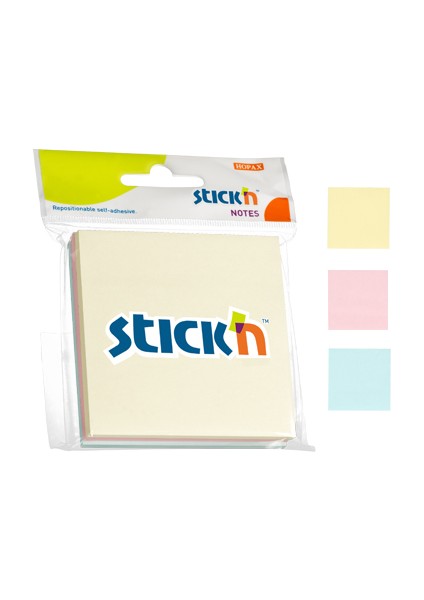 Hopax Stickn Yapışkanlı Not Kağıdı 76X76 3 Pastel Renk 150 Yaprak 4-2109200-5001