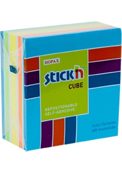Hopax Stickn Yapışkanlı Not Kağıdı 76X76 Mm Küp 5 Renk 400 Yaprak 4-2153800-5001