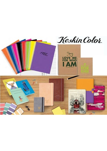 Keskin No Fear Ayraçlı 4+1 Renkli Sert Kapak Defter 20X28 Cm 150 Yaprak 410603-41