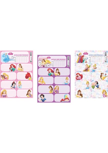 Keskin Prensesler Ders Programlı Etiket 3 Lü 220130-69
