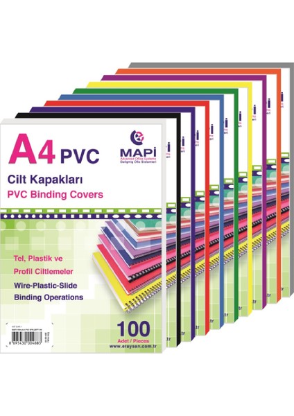 Mapi A-4 Cilt Kapağı 450 Micron Kırmızı 50 Li 2042503 (1 Paket 50 Adet)