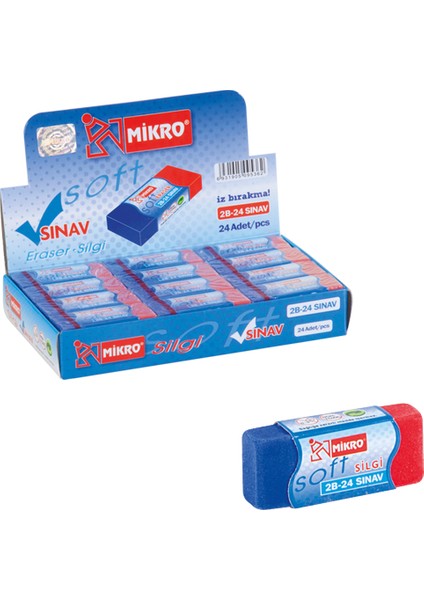 Mikro Sınav Silgisi 2B-24 24 Lü (1 Paket 24 Adet)