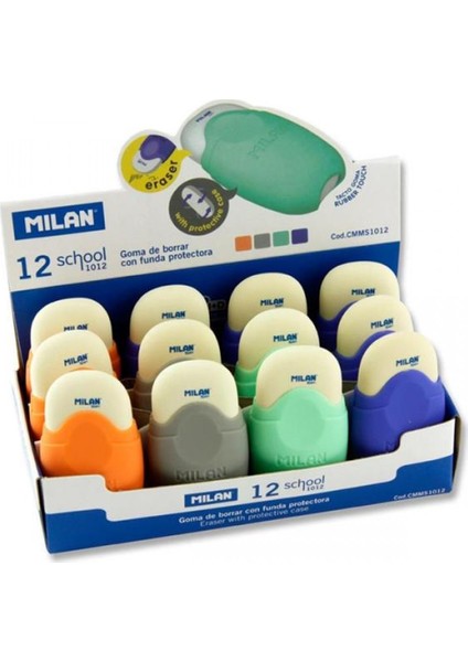 School Koruma Kılıflı Oval Silgi 12 Li Set Ml Cmms1012