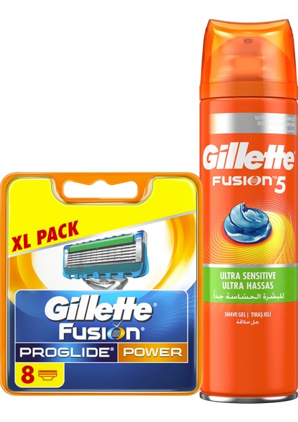 Fusion ProGlide Power 8'li Karton Paketi Yedek Tıraş Bıçağı + 200 ml Jel