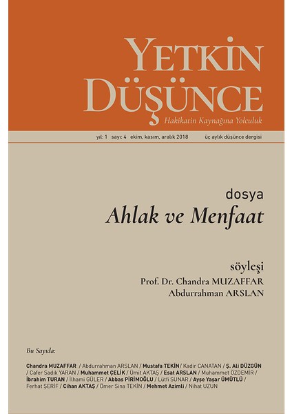 Yıl: 1 Sayı: 4 Ekim, Kasım, Aralık 2018