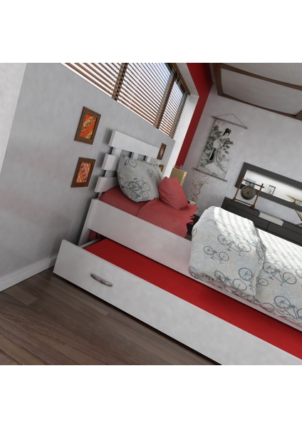 İdeal Yavrulu Karyola Tek Kişilik 90X190 Beyaz