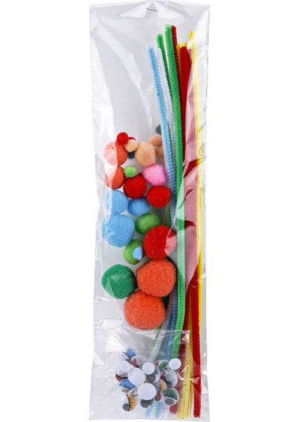 Renkli Şönil ve Ponpon Seti Eğlenceli Yaratıcılık İçin 50 Parça Renkli