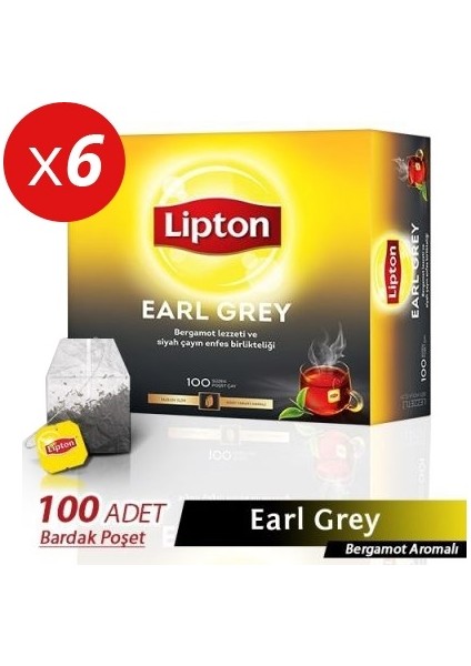 Earl Grey Bardak Poşet Çay 100lüx6 Adet