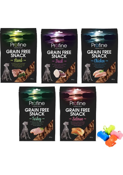 8 Adet Tahılsız Snack Karışık Ödül Maması 200 gr ve Köpek Dışkı Kabı