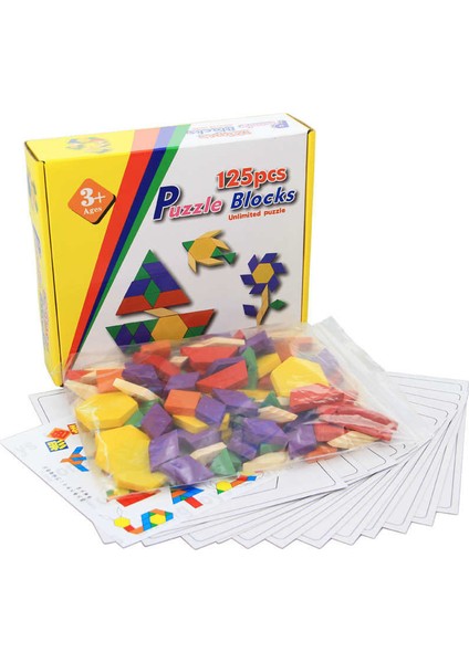 Wood Kids Tangram Zeka Geliştirici Ahşap Bloklar (125 Adet)