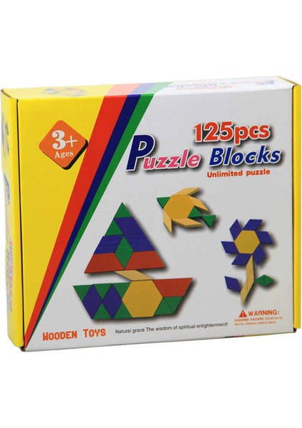 Wood Kids Tangram Zeka Geliştirici Ahşap Bloklar (125 Adet)