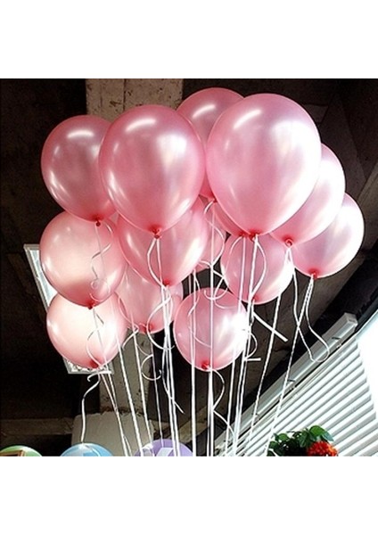 Parti Dolabı 20 Adet Metalik Şeker Pembe Balon Doğum Günü Helyumla Uçan