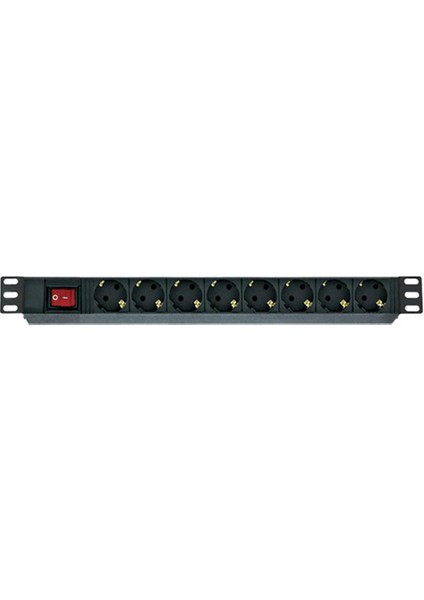 8 Sigortalı Grup Priz 19'' 1U On/Off Aydınlatmalı Anahtarlı