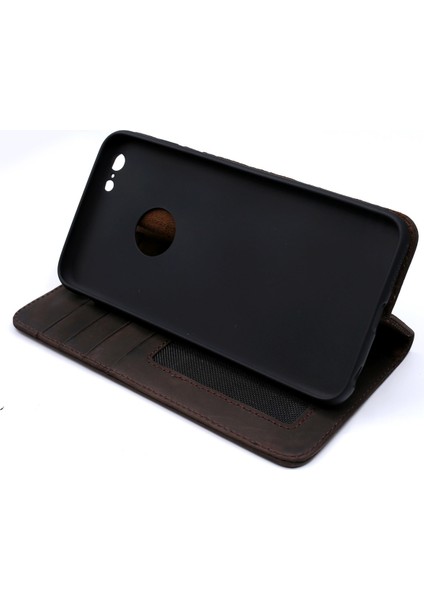 iPhone 6 Plus Kılıf Weoze Kapaklı Deri Cüzdan Kartvizit Para Bölmeli Koyu Kahve modelleri