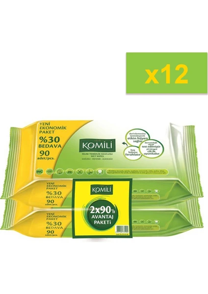 Islak Havlu 2X90 Yaprak 12'Li Set(2160 Yaprak)