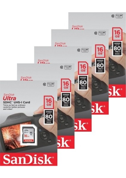 Ultra 16 GB 80mb/s SD Hafıza Kartı (5 Adet)