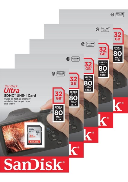 Ultra 32 GB 80Mb/s 533x SD Hafıza Kartı (5 Adet)