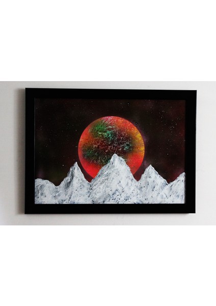 Uzay Temalı Siyah Çerçeveli Tablo