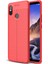 Xiaomi Mi Max 3 Kılıf Deri Dokulu Silikon Kırmızı 2