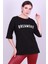 Yazı Baskılı Yırtmaçlı Sweat Siyah E560 1