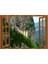 Pencereden Trabzon Sümela Manastırı, Duvar Sticker, 3 Boyutlu Ahşap Pencere Sticker 1