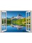 Pencereden Göl ve Manzara, Duvar Sticker, 3 Boyutlu Beyaz Pencere Sticker 1