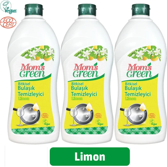 Mom's Green Bitkisel Elde Bulaşık Yıkama Deterjanı - Limonlu 3’lü Set ( 750 ml x3 )