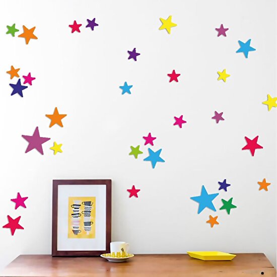 Tilki Dünyası 120 Adet Karışık Renkli Yıldız Çocuk ve Bebek Odası Sticker