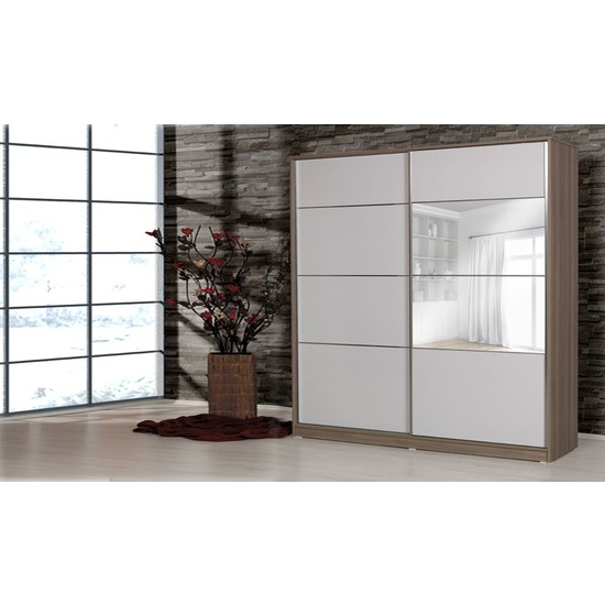 Yıldız Mobilya Gördes Aynalı Sürgü Kapaklı Gardırop Beyaz Fiyatı