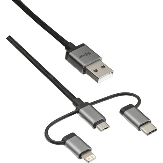 Trust 22693 3'ü1 Arada Şarj ve Senkronizasyon Kablosu (Lightning-Micro USB-Type C)