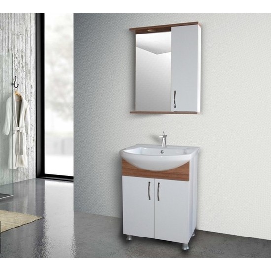 Hepsi Home Saydam Royal 60 Cm Mdf Banyo Dolabı Teak Beyaz Fiyatı