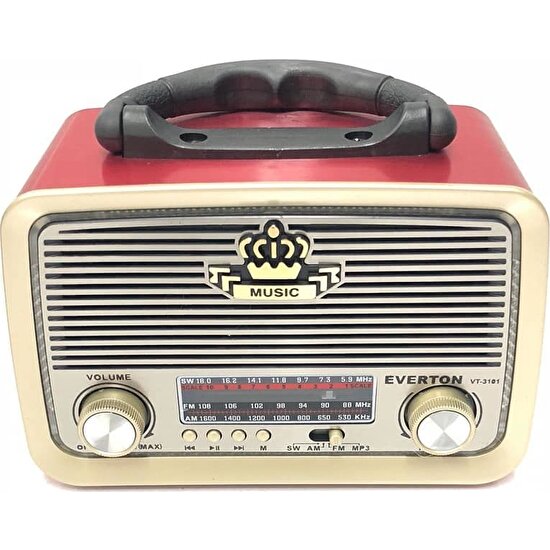 Everton Atasbey - Everton Vt-3101 Bluetooth Nostalji Şarjlı 3 Band Radyo Usb Sd Aux Mp3 Player