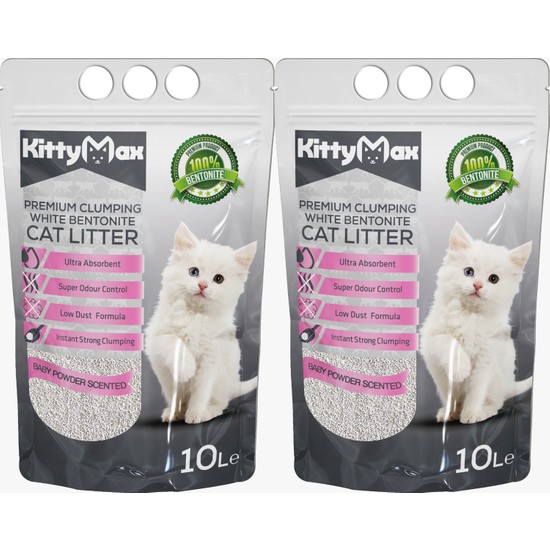 KittyMax 10 Litre Bebek Pudrası Kokulu Bentonit Kedi Kumu Fiyatı