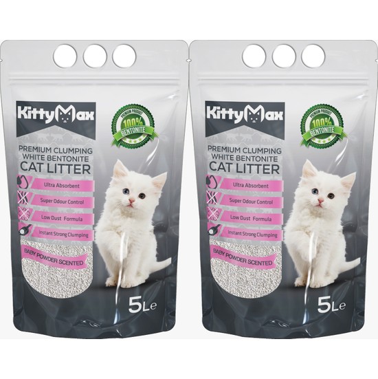 KittyMax 5 Litre Bebek Pudrası Kokulu Bentonit Kedi Kumu Fiyatı