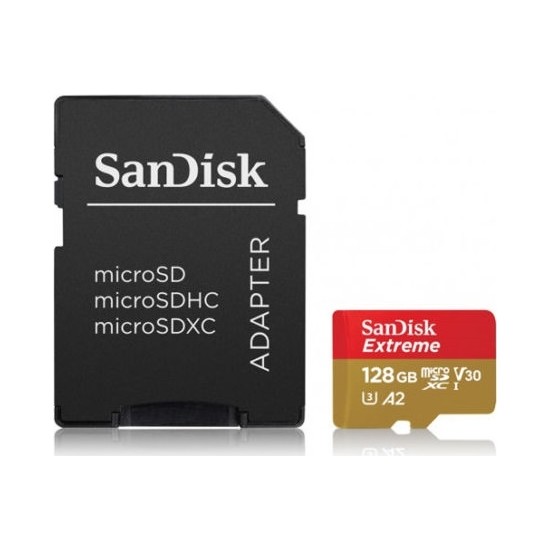 Sandisk Extreme microSDXC 128GB 160/90 MB/s A2 C10 V30 UHS-I Hafıza Kartı SDSQXA1-128G-GN6MA