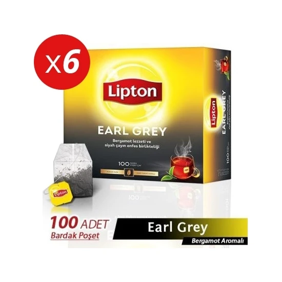 Lipton Earl Grey Bardak Poşet Çay 100lüx6 Adet