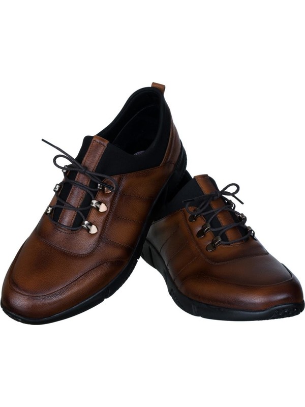 Libano Taba Kahverengi Dikiş Motifli Neoprenli Bağcıklı Erkek Ayakkabı