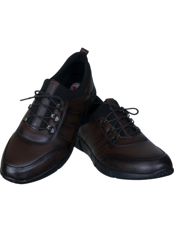 Libano Kahverengi Siyah Dikiş Motifli Neoprenli Bağcıklı Erkek Ayakkabı
