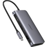 Hua3C C Ugreen 9 In 1 USB C Hub Adaptörü Tip-C-Vga HDMI USB 3.0 RJ45 Sd/tf Kart Yuvası Pd Şarj Yerleştirme Istasyonu (Yurt Dışından)
