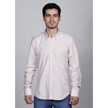 Salve Kolay Ütülenebilir Slim Fit Kırmızı Çizgili Casual Gömlek 22148