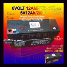 6 Volt 12AH Amper Bakımsız Kuru Akü 6 Volt 12AMPER Akü Ttec