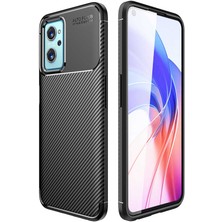 MTK Moveteck Oppo A96 4g Uyumlu Kılıf Kamera Lens Çıkıntılı Karbon Silikon Negro Lüx Kapak