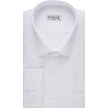 Süvari Bol Kesim Armür Desenli Gömlek Beyaz