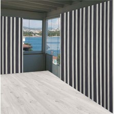 Ceylan Home Balkon Perdesi Gri Beyaz Çizgili 300X250