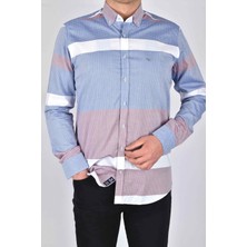 Dorss 5808  Panolu Pamuk Slimfit Gömlek/bordo/m