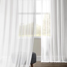 Evdepo Home Kullanıma Hazır 1/2,5 Normal Pile Tül Perde Tek Kanat - Ekru 110 x 270 cm