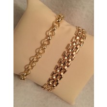 Bers Aksesuar Kadın Lak Kaplama Ikili Bileklik Seti Gold