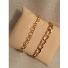 Bers Aksesuar Kadın Lak Kaplama Ikili Bileklik Seti Gold